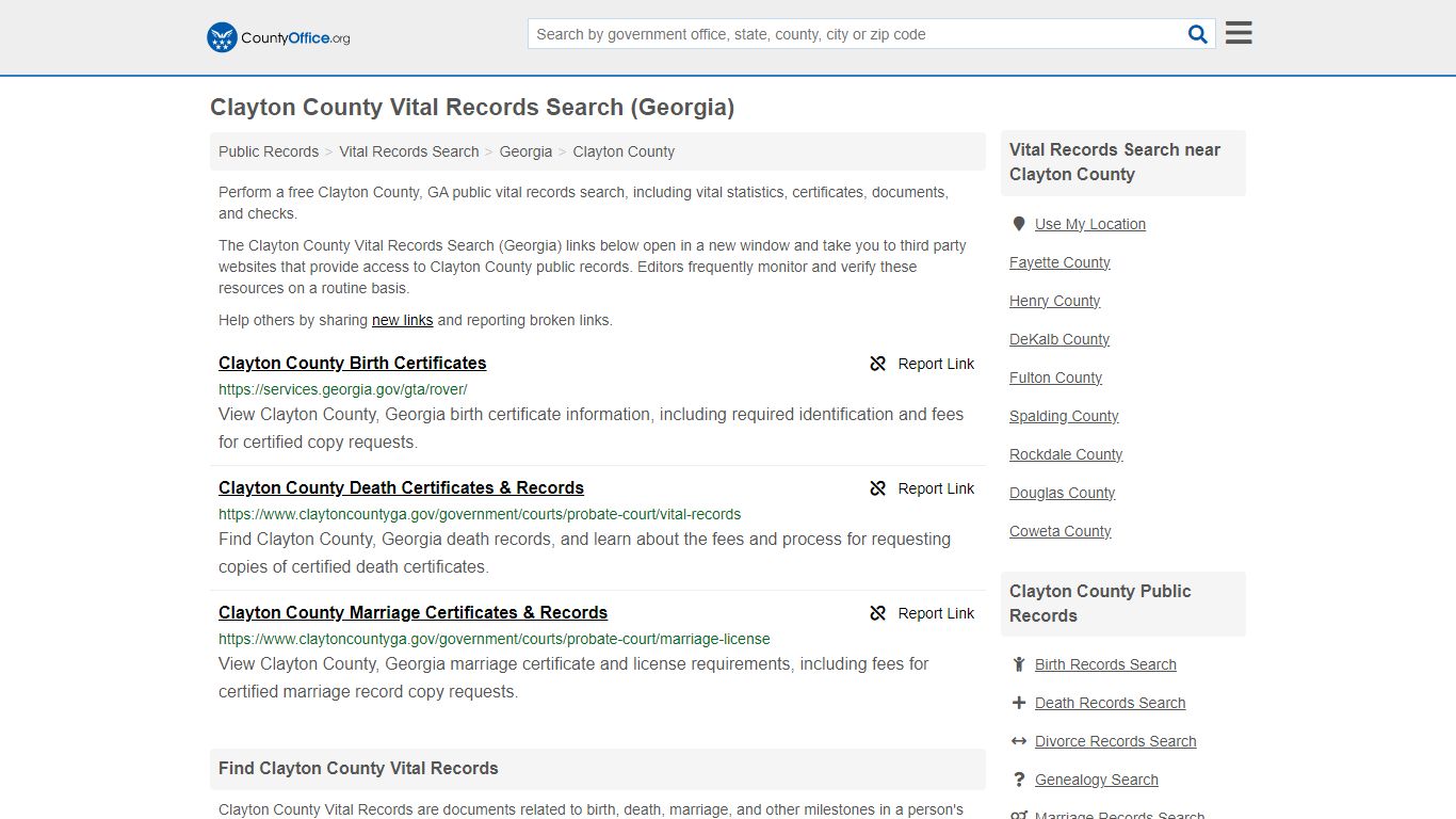 Vital Records Search - Clayton County, GA (Birth, Death, Marriage ...